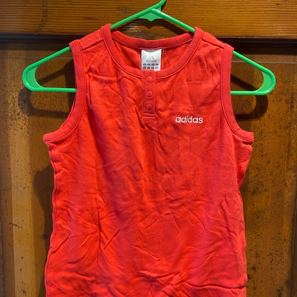 adidas Girls Bright Red Sleeveless Tank Top